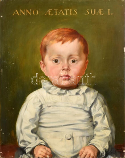 Zombory Moldován Béla (1885-1967): Csouth Béla gyermek portréja. Olaj, fa, kissé sérült, jelzett, 50x40 cm