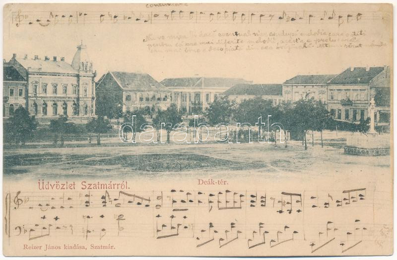 1901 Szatmárnémeti, Satu Mare; Deák tér, Losonczi József üzlete. Reizer János kiadása / square, shops (Rb)