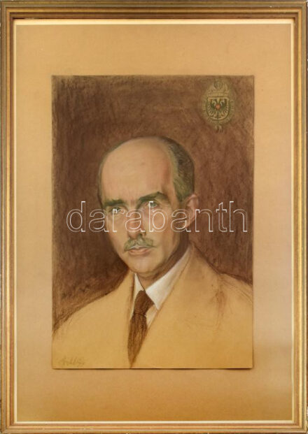 Olvashatatlan jelzéssel: Habsburg Ottó képmása. Pasztell, ceruza, papír, kopott, üvegezett keretben. 50x35 cm