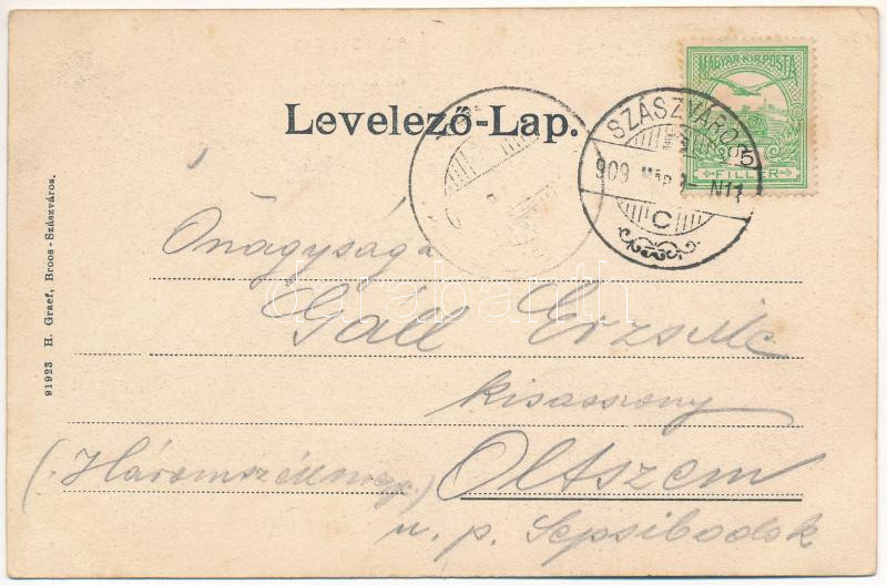 1909 Szászváros, Broos, Orastie; Téli kép katonával. H. Graef kiadása / winter with soldier (EK) - Image 2
