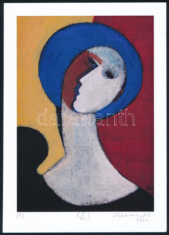 Aknay János (1949-): Angyal. Computer print, papír, jelzett, 5/40. 12x18 cm