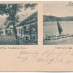 1901 Ada Kaleh (Orsova), Török bazár üzlet, vitorlás hajó a Dunán. Jäger Alfréd kiadása / Turkish bazaar shop, sailing boat on the Danube (Rb)