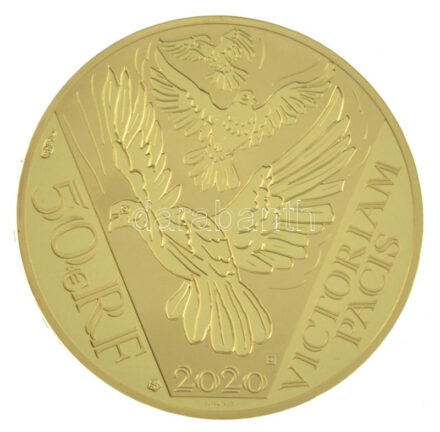 Franciaország 2020. 20E 'Peace' Au (7,78g/0.9999) díszdobozban, '0070' sorszámmal, csak 1000db készült T:PP / France 2020. 20E 'Peace' Au (7,78g/0.9999) in decorative case, with '0070' serial number. Only 1000pcs made C:PP