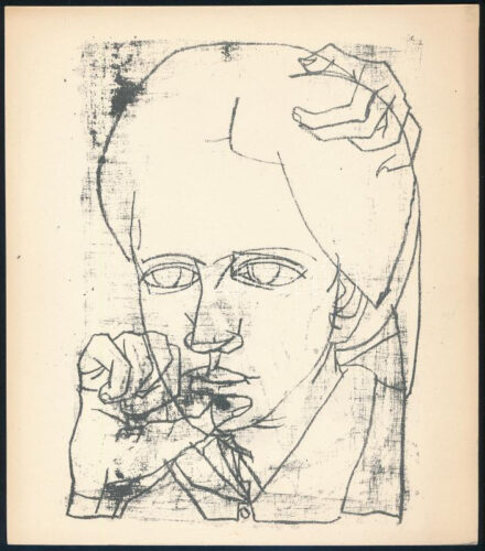 Kondor Béla (1931-1972): Porté. Rotaprint nyomat papír, 21x20 cm
