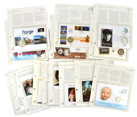 Norvégia 1997-2006. 15db-os Cu-Ni emlékérem tétel, mind borítékban, bélyegzéssel, norvég nyelvű tájékoztatólapon T:UNC,PP Norway 1997-2006. 15pcs of Cu-Ni commemorative medallions in envelopes, stamps and cancellations. With norwegian