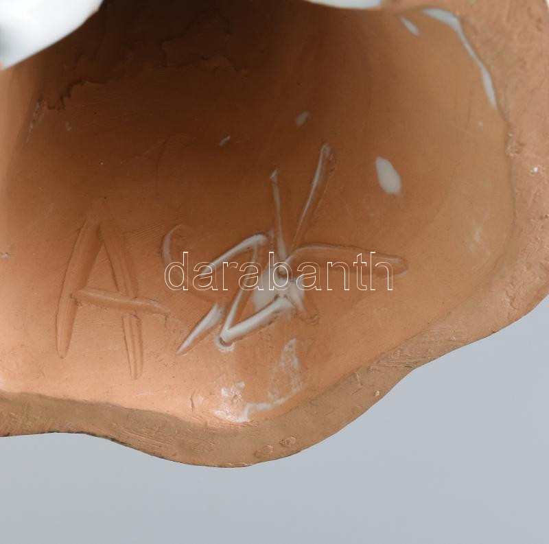 Antalfiné Szente Katalin: Fehér ruhás lány. Mázas kerámia figura, kézzel festett, jelzett, minimális mázrepedésekkel, m: 27 cm - Image 2