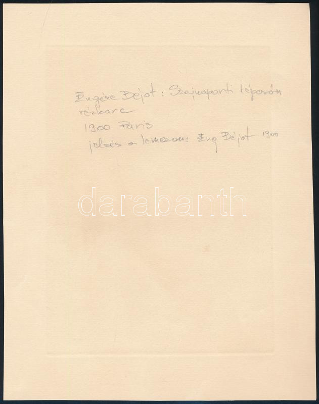 Béjot, Eugene (1867-1931). Szajnaparti lécsőn. , Cannes, 1893. Rézkarc, papír. Jelzett a karcon. 13x19 cm - Image 2