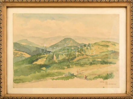 Köllőd András (1905-1990): Mátra 1952. Akvarell, papír, jelzett, üvegezett keretben, 25×30 cm