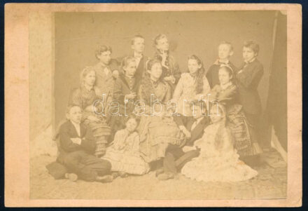 cca 1875 Divald Károly, Felvidék, Eperjes, Szepes megye gyermekekről készült csoportkép 11x17 cm