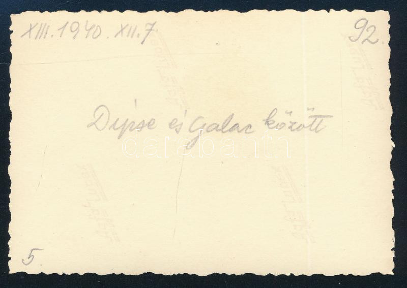 1940, Erdély, Keskeny nyomtávú kisvasút vagy tehervasút Dipse és Galac között, hátulján dátumozott, feliratozott 6x9 cm / Train near Galati Transylvania - Image 2