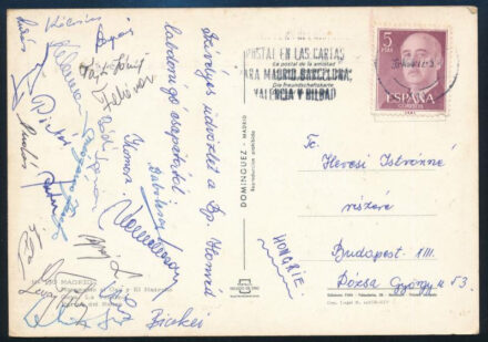 1972 A BHSE (Honvéd) labdarúgó csapat tagjainak aláírásai Pintér, Kelemen, Lukács, Bódi, stb / Hungarian football team autograph postcard