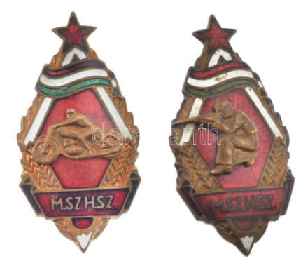 ~1950. 'MSZHSZ (Magyar Szabadságharcos Szövetség)' zománcozott fém jelvény (2xklf) C:AU,XF