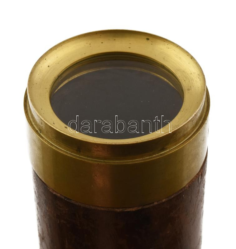 cca 1850 Calderoni kihúzható távcső. Réz, fa, jelzett, szép állapotban 78 cm - Image 2