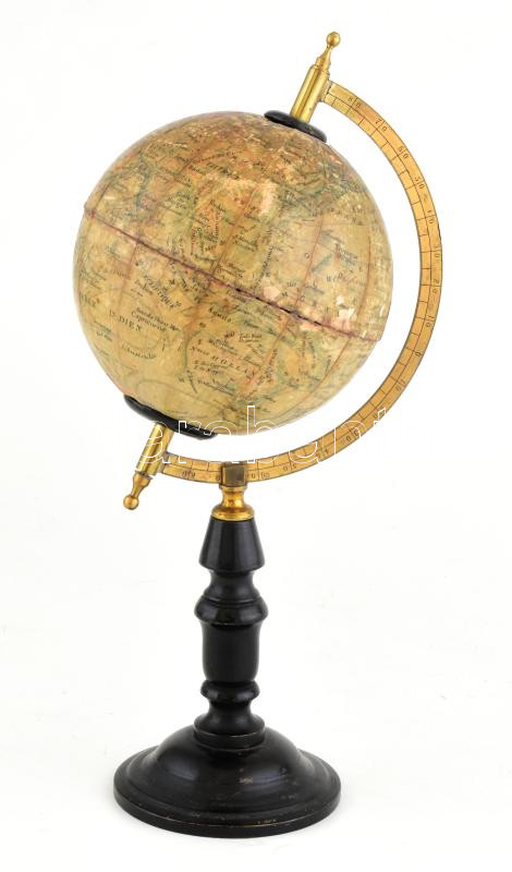 Kis francia földgömb fa dobozban, 1910 J. L. & Cie. 27 cm Doboz 30x16 cm