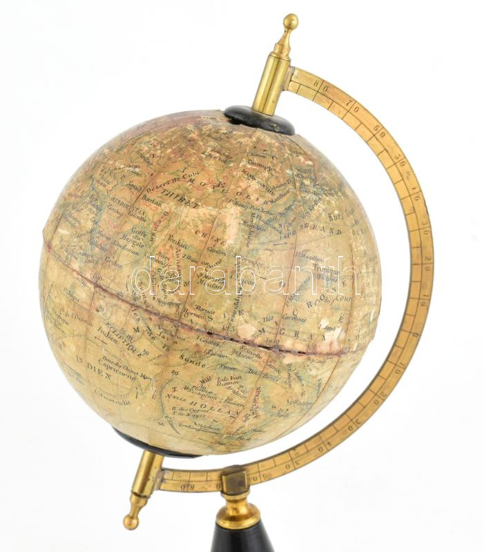 Kis francia földgömb fa dobozban, 1910 J. L. & Cie. 27 cm Doboz 30x16 cm - Image 2