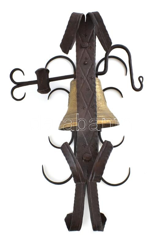 cca 1914 Tábori lelkész bronzharangja vasállványon osztrák császári címerrel. 60 cm / k.u.k military priest bell with coat of arms - Image 2