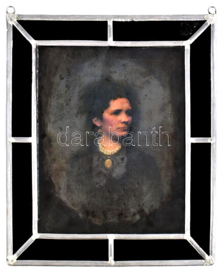 Jelzés nélkül: női portré cca 1880. ólomüveg. olaj 32x28 cm