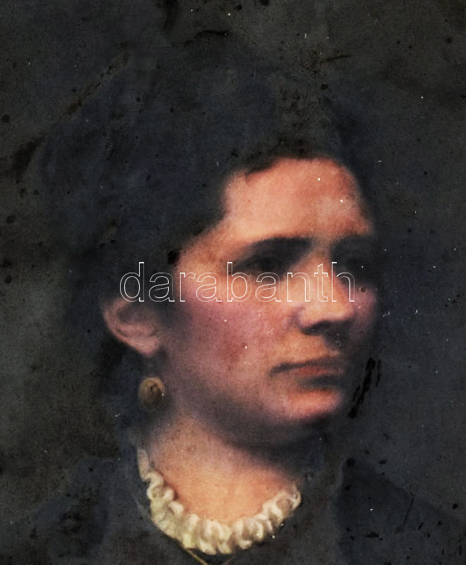 Jelzés nélkül: női portré cca 1880. ólomüveg. olaj 32x28 cm - Image 2