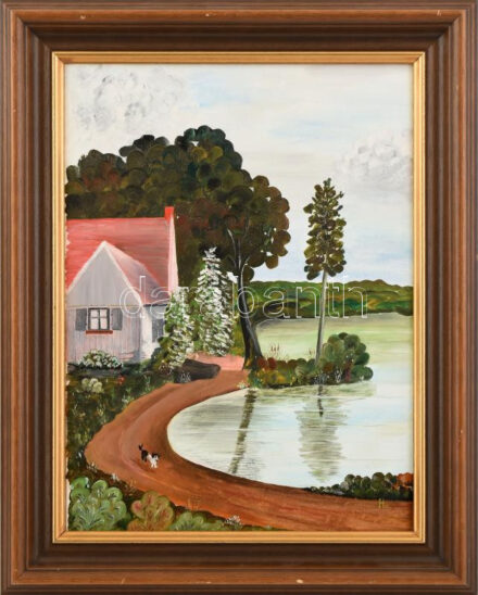 Ho jelzéssel, John Constable után: Szénásszekér (tanulmány). Olaj, vászon. 40x30 cm. Dekoratív fakeretben.