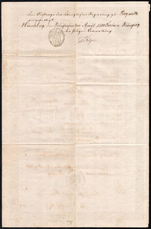 1800 Königlich Preussischer Reise-Pass für das Ausland / Porosz Királyság, útlevél külföldre, hajtásnyomokkal 38x24,5 cm / Kingdom of Prussia, passport (Reisepass) - Image 2