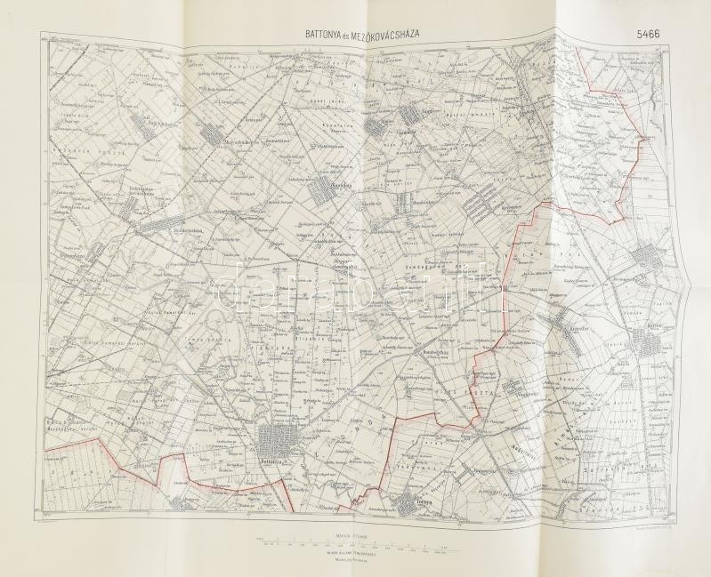1925 Battonya és Mezőkovácsháza katonai térképe, 1:75 000, 47×61 cm