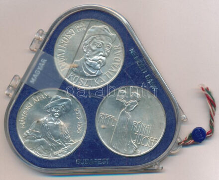 1977. 200Ft Ag (3xklf) 'Magyar festők II. / Csontváry, Mányoki, Rippl-Rónai' érmesor eredeti, sérült 'MNB' műanyag tokban T:BU patina Adamo EM52, EM53, EM54