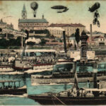 1911 Litomerice, Leitmeritz; In der Zukunft, Der Zukunftshafen. S. Engl / in the future montage, port (EB)
