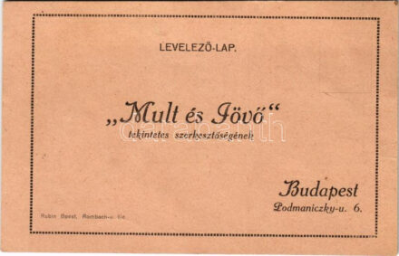 'Múlt és Jövő' zsidó kulturális folyóirat megrendelőlapja. Országos Magy. Izraelita Közművelődési Egyesület pártfogó tagjának 1914. évi nyereménye. Judaika / Hungarian Jewish magazine (EK)