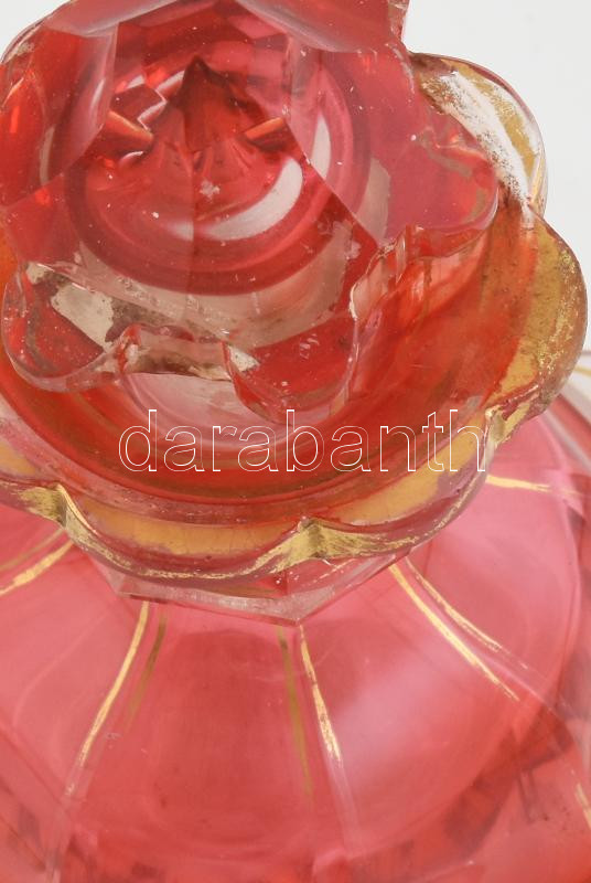 cca 1900 hasas piros parfümflakon javított üvegdugójával 15 cm - Image 2