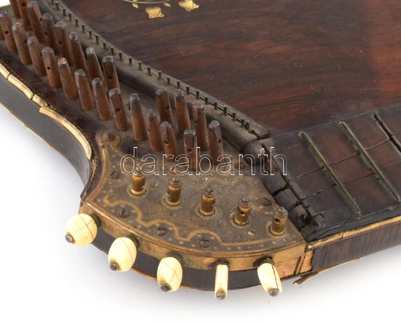cca 1850 díszes citera gyöngyház berakással 50 cm - Image 4