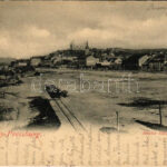 1898 (Vorläufer) Pozsony, Pressburg, Bratislava; rakpart, iparvasút, vár. Kozics Ede kiadása / quay, industrial railway, castle (EK)