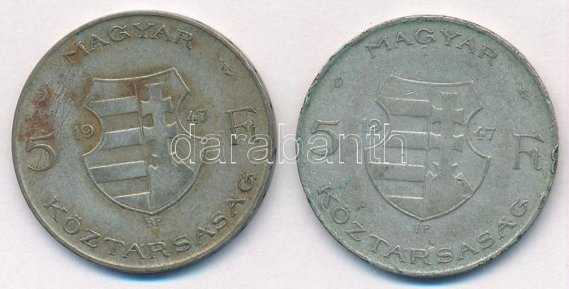 1947. 5Ft Ag 'Kossuth' (2x) T:F patina Adamo F8.1 - Image 2