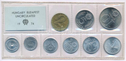 1974. 2f-10Ft (9xklf) érmés forgalmi sor fóliatokban T:UNC kis patina Adamo FO7