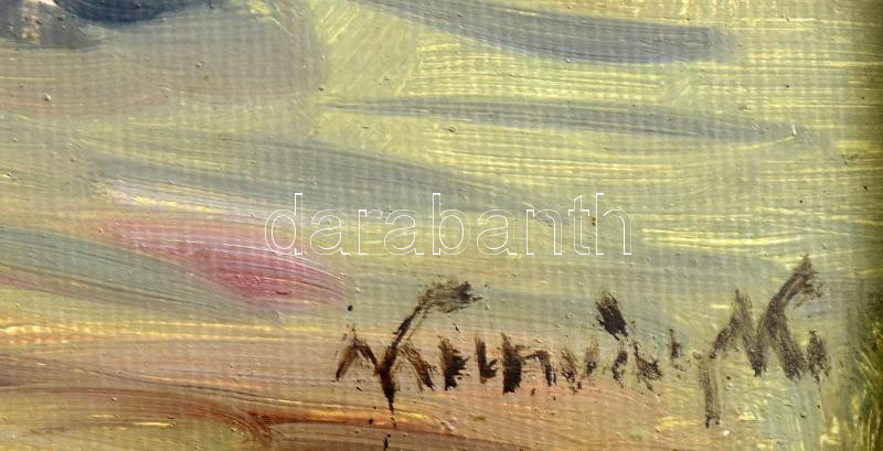 Kolozsváry Kamilló (1936-2008): Szekéren hazafelé. Olaj, vászon, jelzett. Dekoratív, üvegezett fakeretben, 23,5x31 cm - Image 2