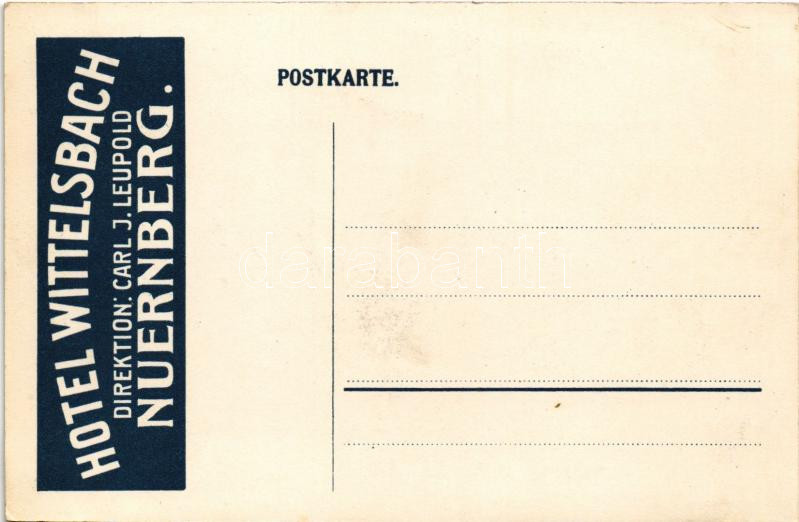 1910 Nürnberg, Nuremberg; Hotel Wittelsbach advertisement card - Image 2