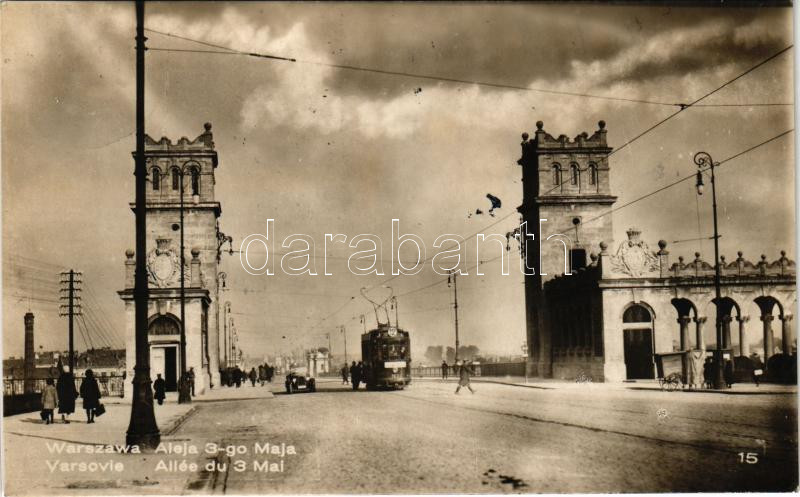 Warszawa, Varsovie, Warschau, Warsaw; Aleja 3-go Maja / Allée du 3 Mai / street view, tram