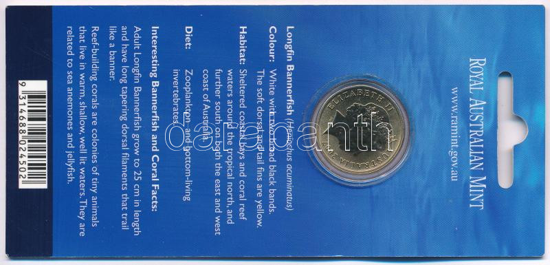 Ausztrália 2007. 1$ 'Zászlós korallhal' multicolor emlékérme emléklapon T:UNC Australia 2007. 1 Dollar 'Longfin Bannerfish' multicolor coin on cardboard C:UNC Krause KM#1025 - Image 2