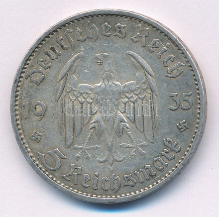 Német Harmadik Birodalom 1935A 5M Ag 'Garnisonkirche' T:XF,VF patina German Third Reich 1935A 5 Marks Ag 'Garnisonkirche' C:XF,VF patina