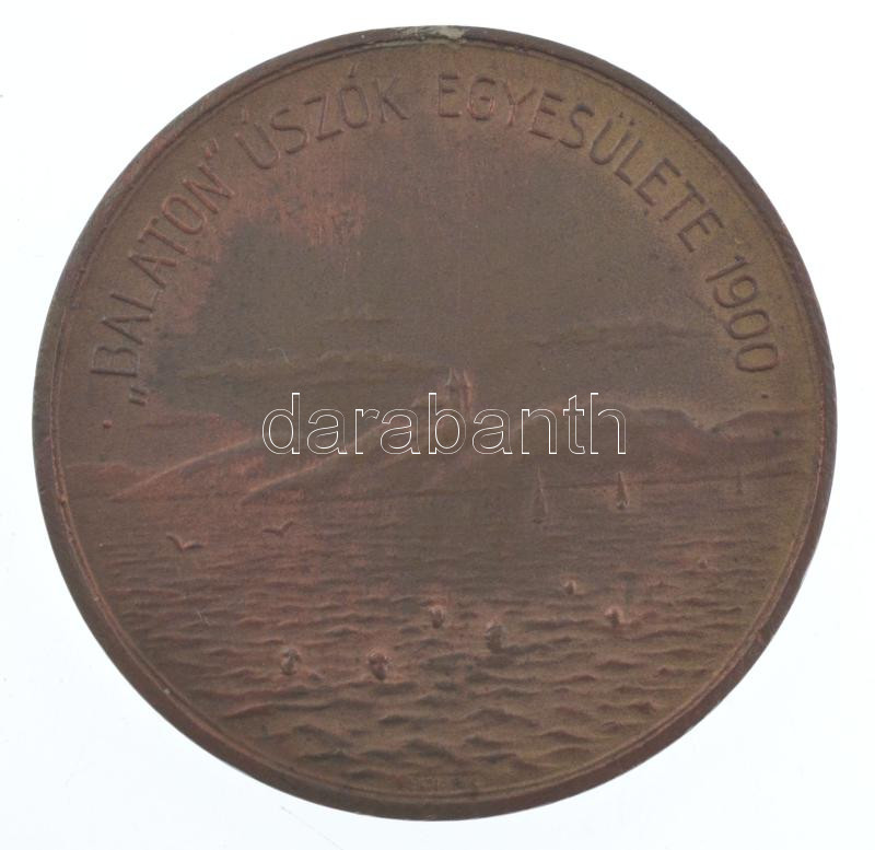 Exner Károly (1850-1919) 1900. 'Balatoni Úszók Egyesülete 1900 / Úszó verseny II. díj' bronz díjérem (35mm) T:XF fülnyom / Hungary 1900. 'Balatoni Úszók Egyesülete 1900 / Úszó verseny II. díj (Balaton Swimming Association /