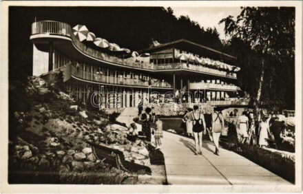 1937 Trencsénteplic, Trencianske Teplice; Höhen Thermal-Strandbad 'Zum grünen Frosch' / fürdő / spa, bath