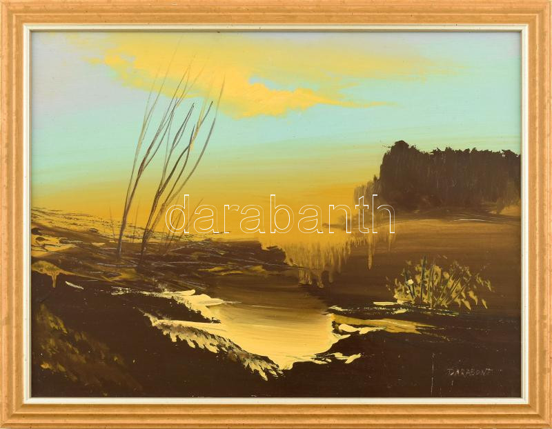 Darabont Tamás (1930-): Táj. Olaj, farost, jelzett, keretben, 30x40 cm