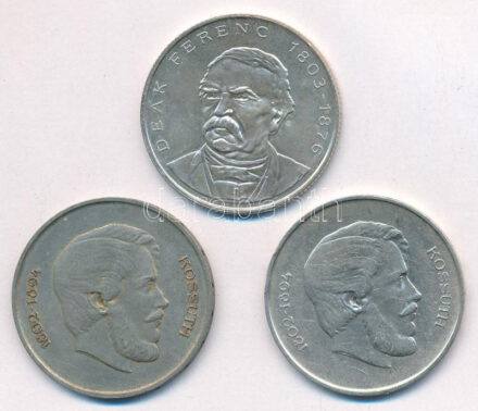 1947. 5Ft Ag 'Kossuth' (2x) + 1994. 200Ft Ag 'Deák' T:AU,XF patina