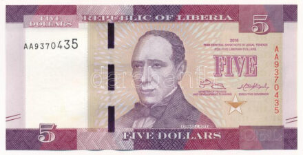 Libéria 2016. 5$ 'AA 9370435' T:UNC Liberia 2016. 5 Dollars 'AA 9370435' C:UNC Krause P#31a