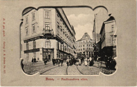 Brno, Brünn; Ferdinandova ulice / street view, tram, Hotel Padowetz