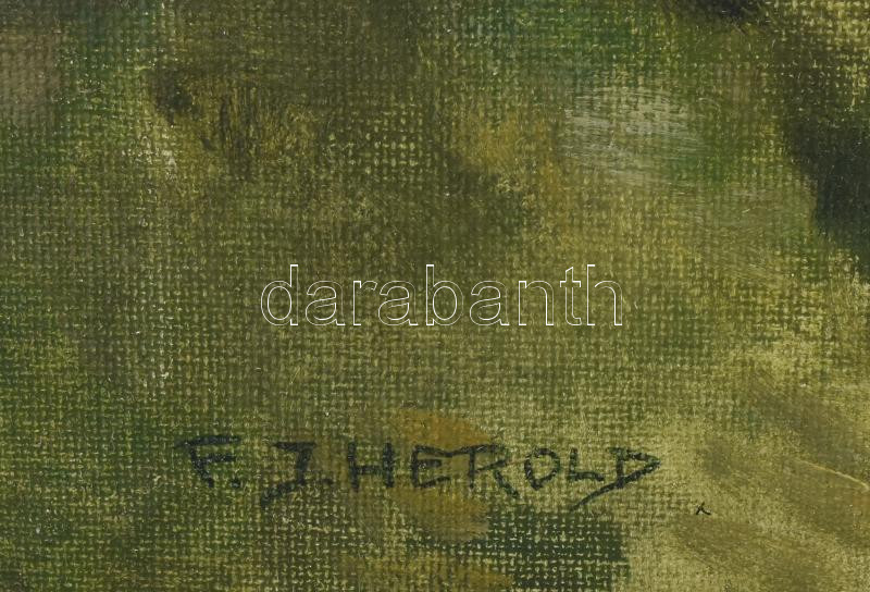 Franz Joseph Herold (1904-1986): Kint a földön. Olaj, vászon. Jelezve balra lent. Dekoratív fakeretben. 56,5x72,5 - Image 3