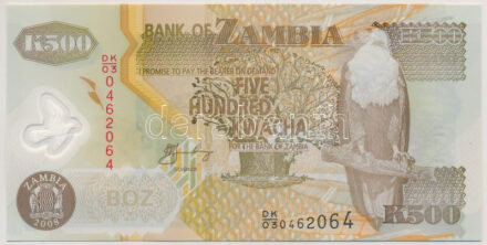 Zambia 2008. 500K T:UNC Zambia 2008. 500 Kwacha C:UUNC