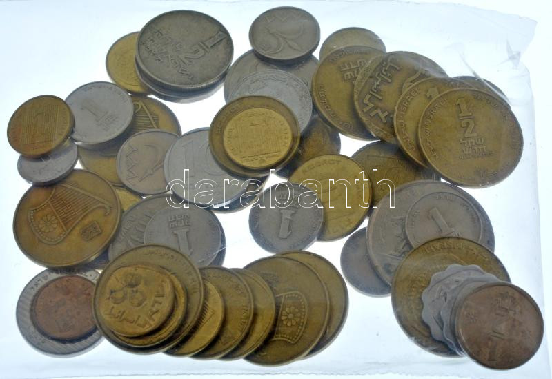 ~240g vegyes izraeli érmetétel T:vegyes ~240g mixed coin lot from Izrael C:mixed