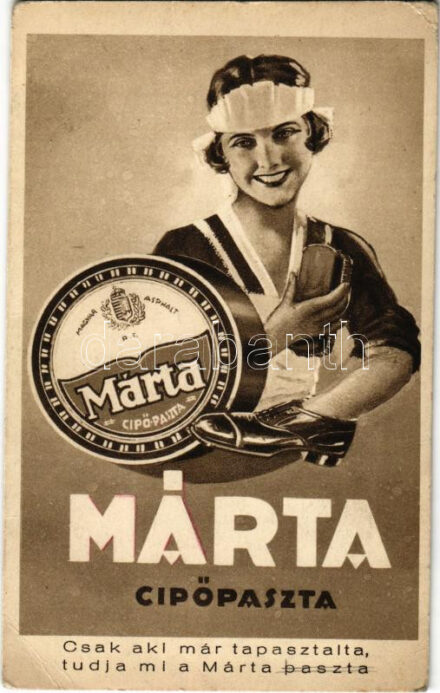 Magyar Asphalt rt. Márta cipőpaszta reklámlapja / Hungarian shoeblack advertisement card (EB)