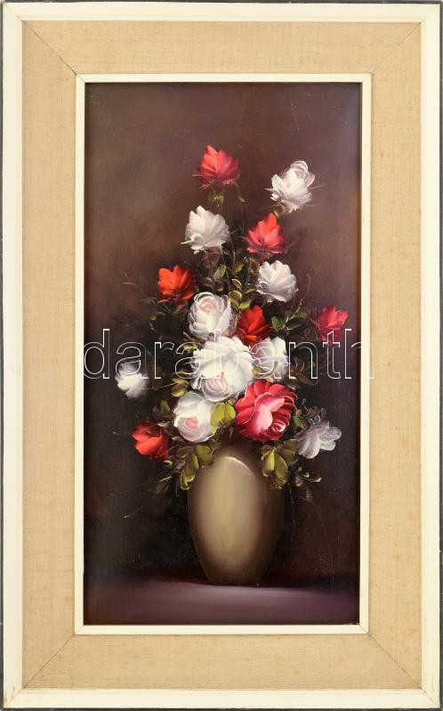 Jelzés nélkül: Csendélet. Olaj, vászon. Dekoratív fakeretben. 62x33 cm