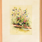 Olvashatatlan jelzéssel: Növénycsendélet, akvarell, papír, fa keretben, 20,5×15,5 cm